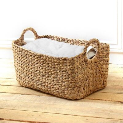 Water hyacinth basket with handles - Height 27 cm