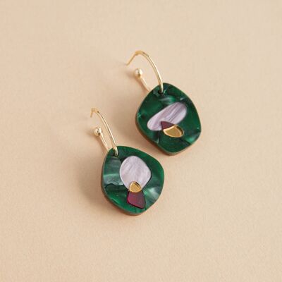 Pendientes de aro Puddle Gold en verde azulado