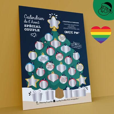 Calendrier de l'Avent "couple LGBT"  🏳️‍🌈 jeux à gratter Noël