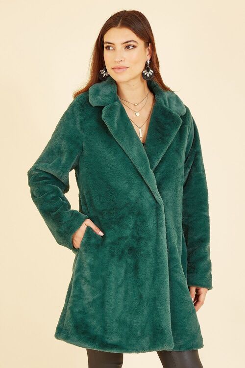 Yumi Green Faux Fur Coat