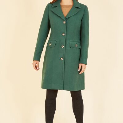 Cappotto con bottoni militari verde Yumi