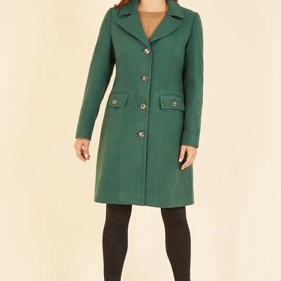 Yumi Green Military Button Through Coat