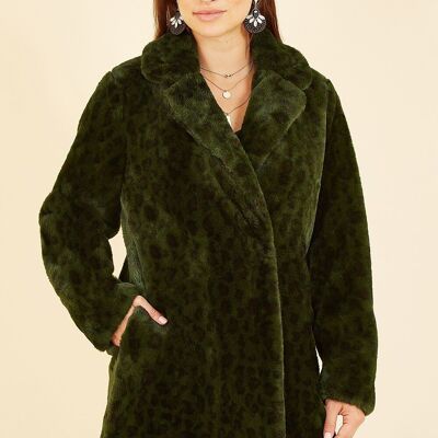 Cappotto in pelliccia sintetica con stampa leopardata Yumi Green Luxe