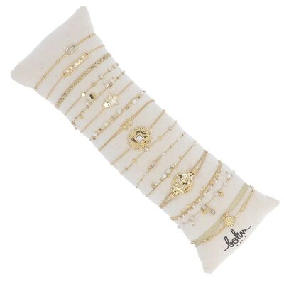 Kit di 16 bracciali in acciaio inossidabile - oro bianco