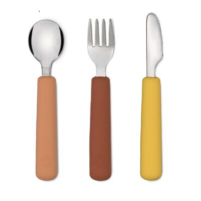 Cutlery set x 3 Fork/spoon/knife (Camel/Chestnut/ochre)