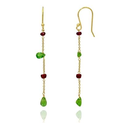 Boucles d'oreilles Betina en or grenat et péridot