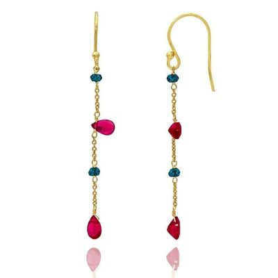 Betina Ruby & Glass Blue Gold Earrings