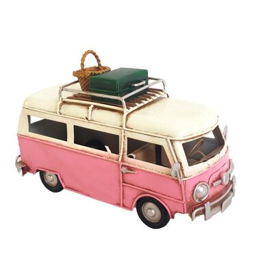 Modelo en miniatura de lata de furgoneta rosa