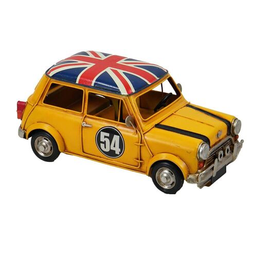 Yellow Racing Tin Mini Car with GB Flag