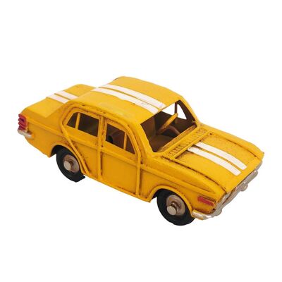 Miniature de voiture jaune rétro en étain