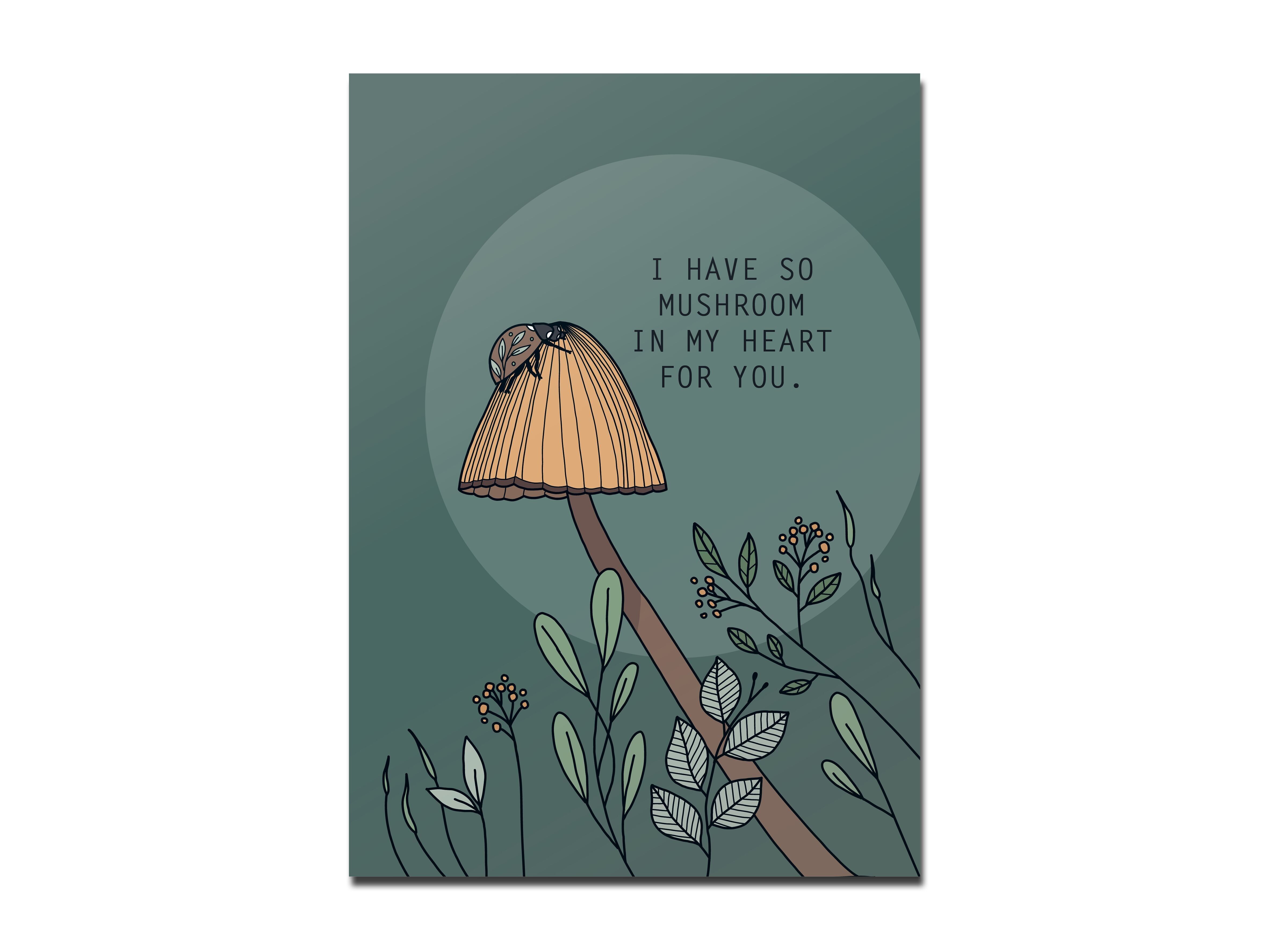 Fungo da cartolina con scarabeo