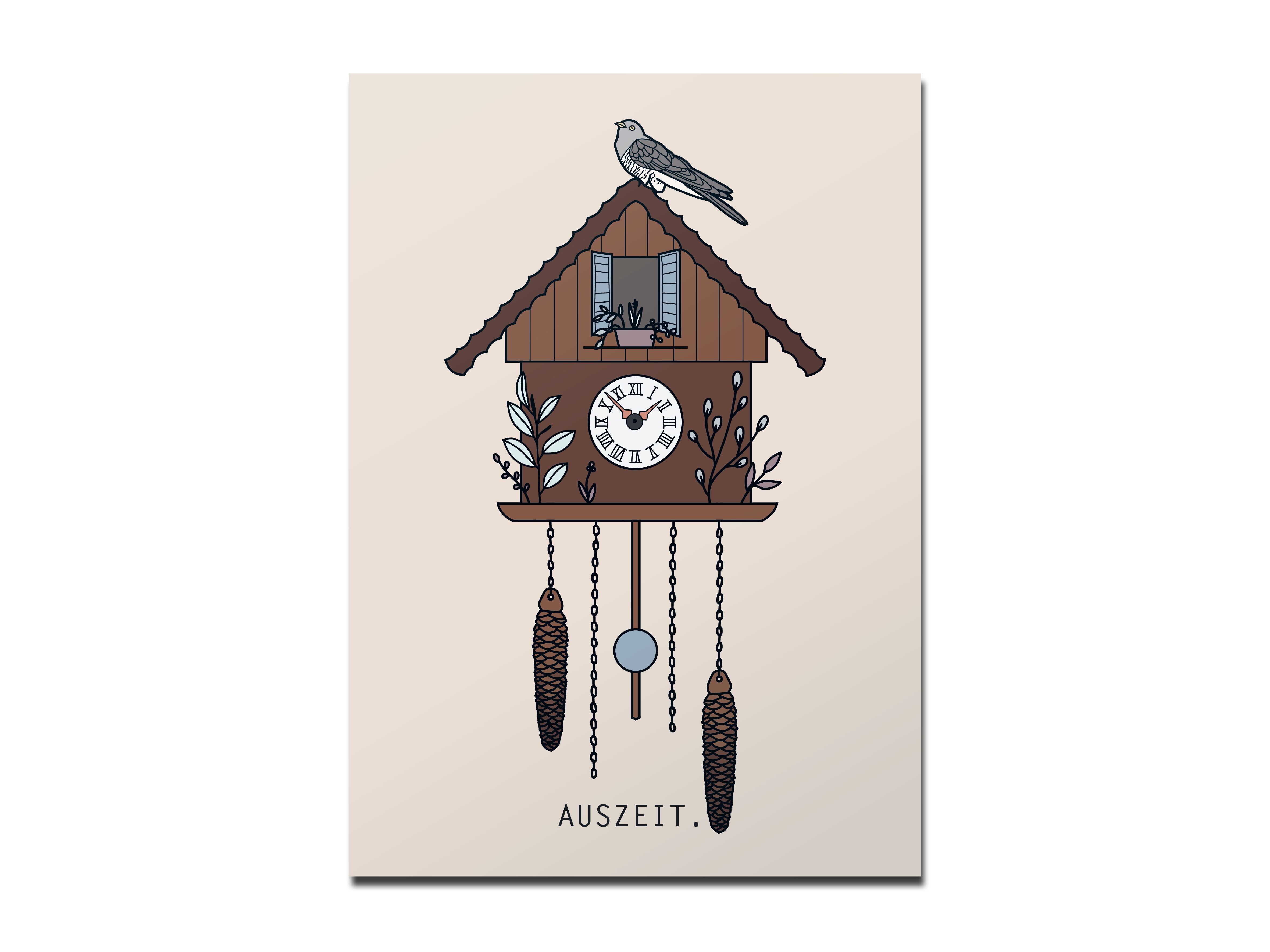 Cucù da cartolina sull'orologio a cucù