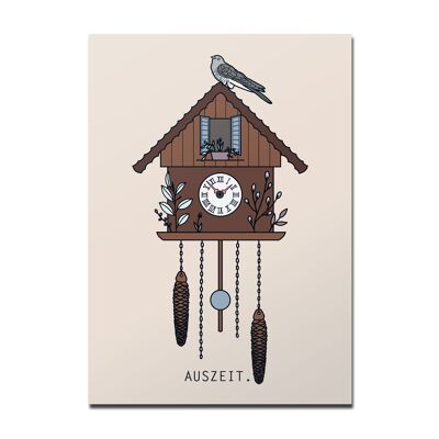 Postcard cuckoo on the cuckoo clock