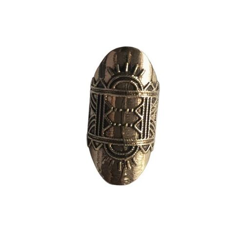 Shield Pattern Solid Brass Adjustable Unisex Ring