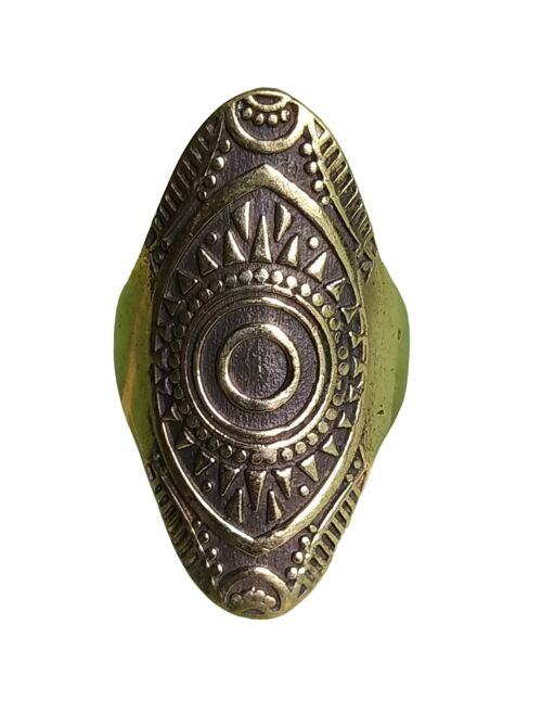 Vintage Geometric Mandala Style Brass Unisex Ring