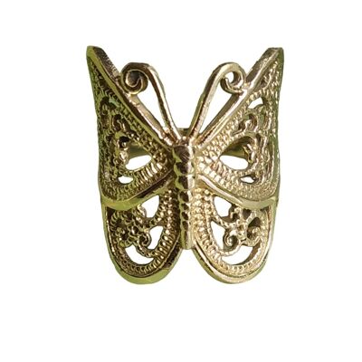 Encantador anillo ajustable vintage de latón estilo mariposa