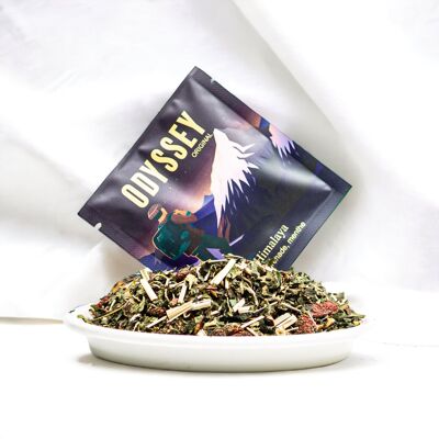 Odyssee-Tee „Himalaya“ – Regal mit 25 handgefertigten Teebeuteln