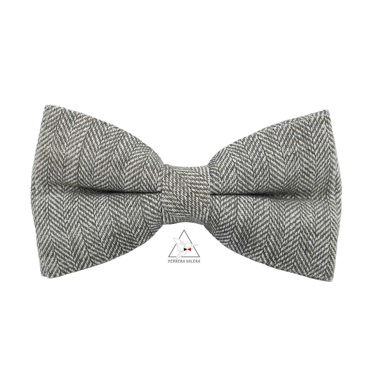 Pajarita de lino con diseño de espiga color verdigris