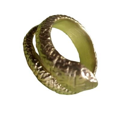 Ouroboros Bague réglable en laiton style grand serpent