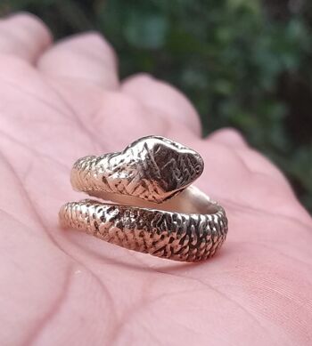 Ouroboros Bague réglable en laiton style grand serpent 4