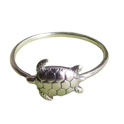Precioso anillo de plata de ley 925 con forma de tortuga marina