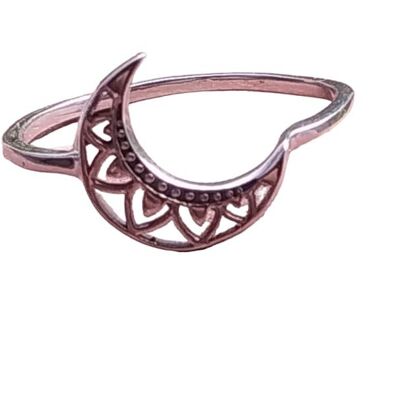 Offener Ring aus 925er-Sterlingsilber mit Mandala-Halbmondmuster