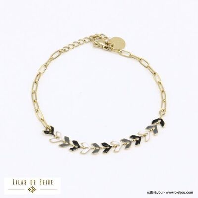 bracelet épi de blé feuille laurier émail acier inox 0221575