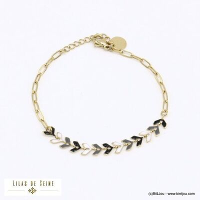 bracelet épi de blé feuille laurier émail acier inox 0221575