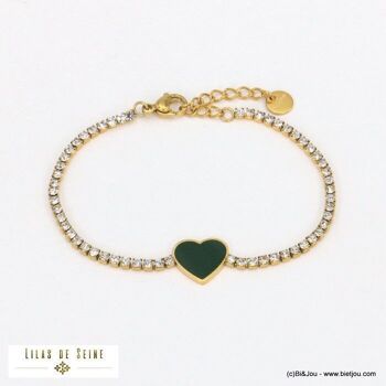 bracelet strass coeur émail acier inoxydable femme 0221552 1