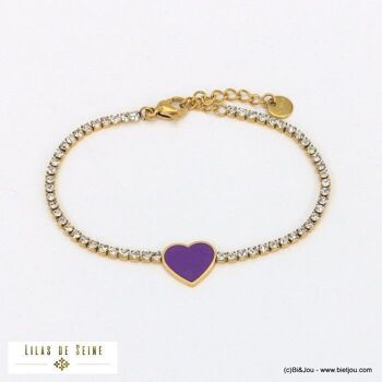 bracelet strass coeur émail acier inoxydable femme 0221552 3