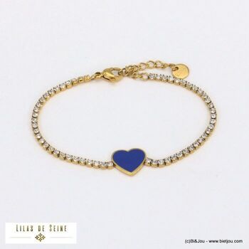 bracelet strass coeur émail acier inoxydable femme 0221552 4