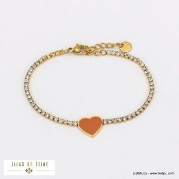 bracelet strass coeur émail acier inoxydable femme 0221552 5