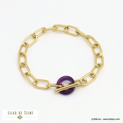 bracelet anneaux résine maille rectangle acier 0221528