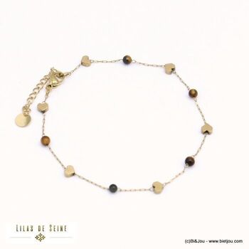 bracelet billes pierre naturelle coeurs acier inox 0221584 4
