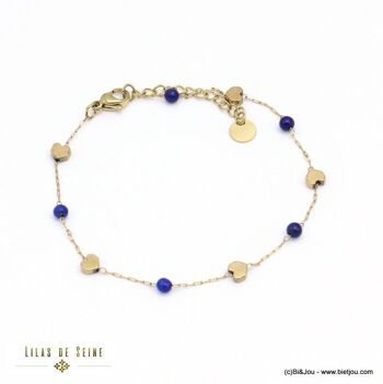 bracelet billes pierre naturelle coeurs acier inox 0221584 5