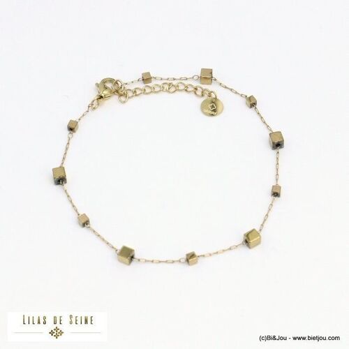 bracelet minimaliste petits cubes acier inoxydable 0221585