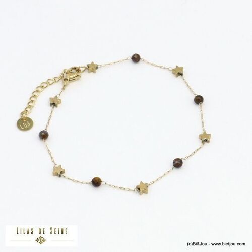 bracelet billes pierre naturelle étoiles acier inox 0221601
