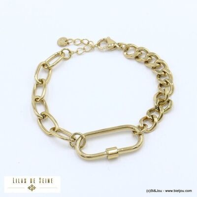 bracelet acier mousqueton trombone chaîne gourmette 0221596