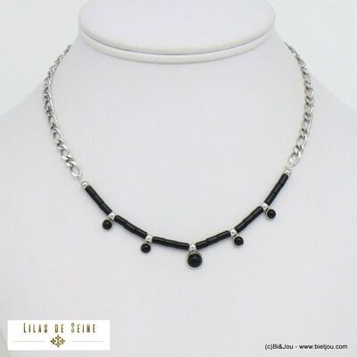 Halskette mit Cabochon-Schlauch aus Edelstahlsteinen 0121505