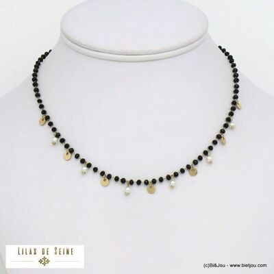 Kristallimitationsperlen-Pailletten-Halskette aus Stahl 0121521