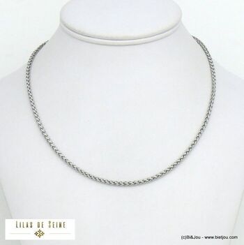 collier contemporain chaine maille palmier 3mm acier 0121525 1