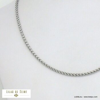 collier contemporain chaine maille palmier 3mm acier 0121525 3