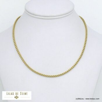 collier contemporain chaine maille palmier 3mm acier 0121525 4