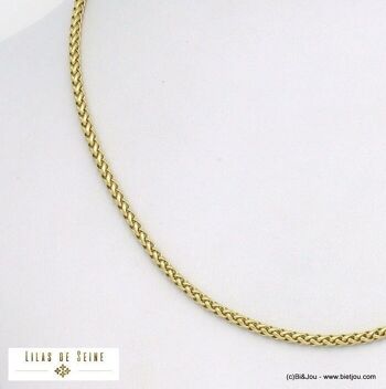 collier contemporain chaine maille palmier 3mm acier 0121525 5