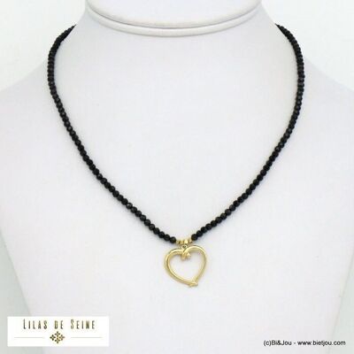 collier pendentif coeur acier inox chaîne cristal 0121547