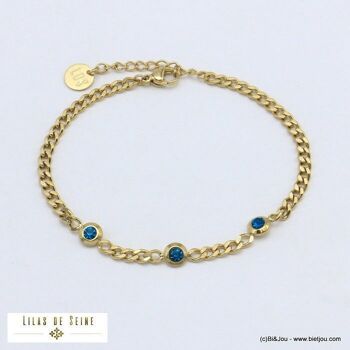 bracelet chaîne maille gourmette strass acier inox 0221502 1