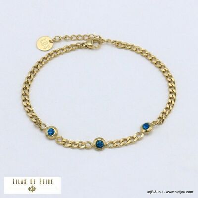 bracelet chaîne maille gourmette strass acier inox 0221502