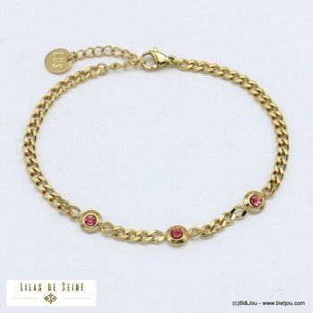 bracelet chaîne maille gourmette strass acier inox 0221502 3