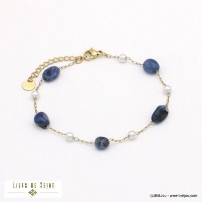 bracelet éclats pierre perles acrylique acier inox 0221538