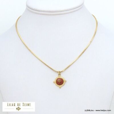 Stern-Halskette mit Cabochon-Stein aus Edelstahl 0121540
